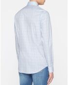 Chemise slim à carreaux fenêtre bleu/blanc